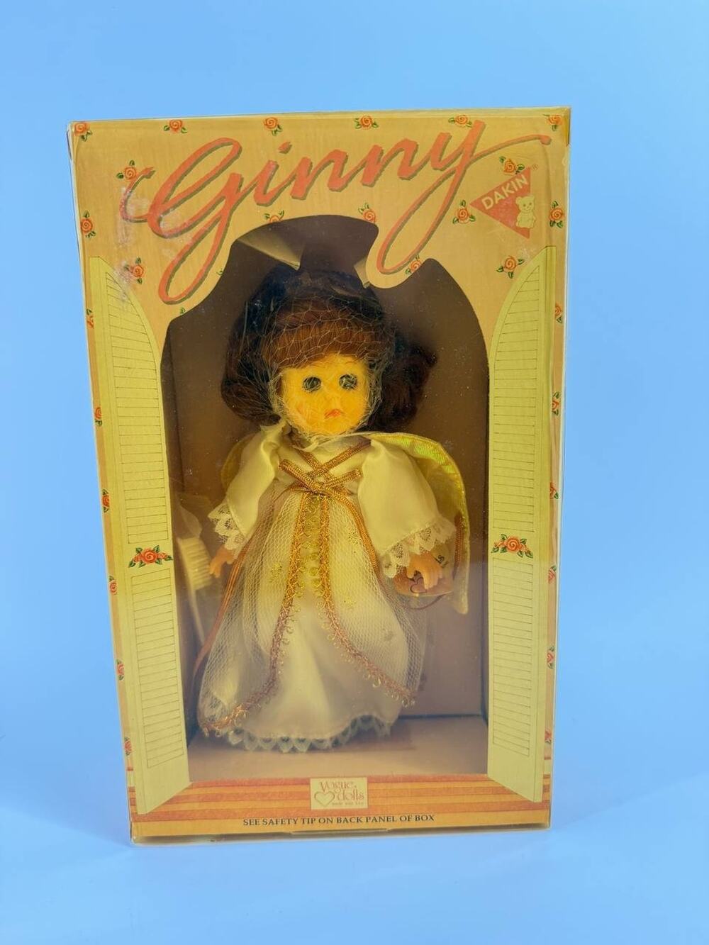 Vintage 1984 Dakin Vogue Ginny Angel Doll White Gold Dress New In Box